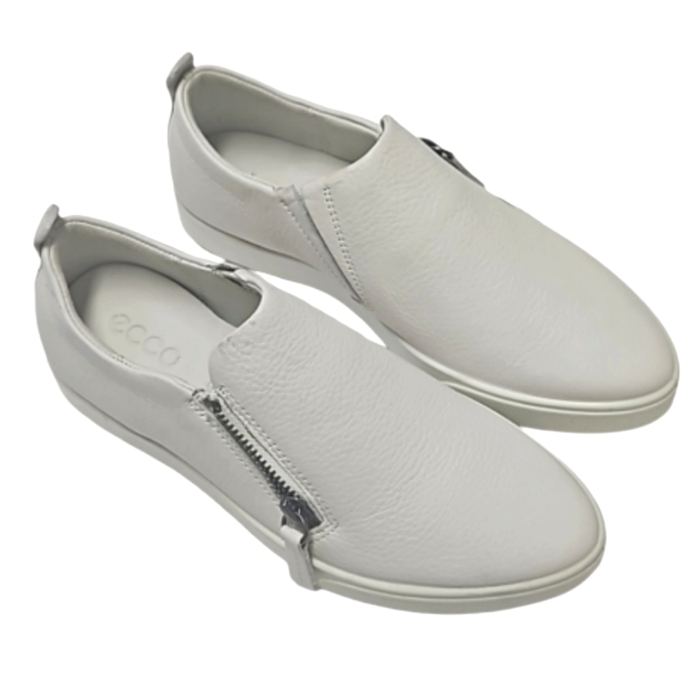 Ecco Gillian classic slide zip white leather sneakers women's size 4